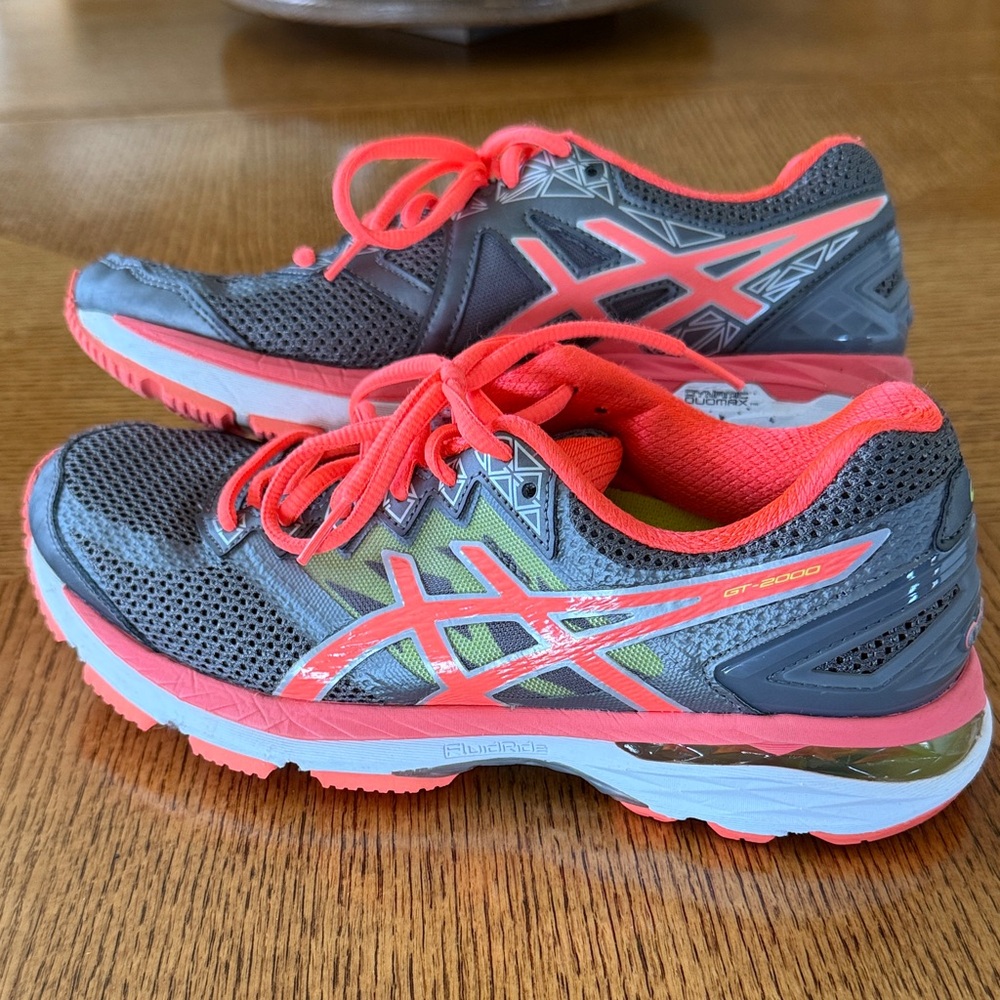 Asics Women's Gray and Pink Athletic Running Shoes